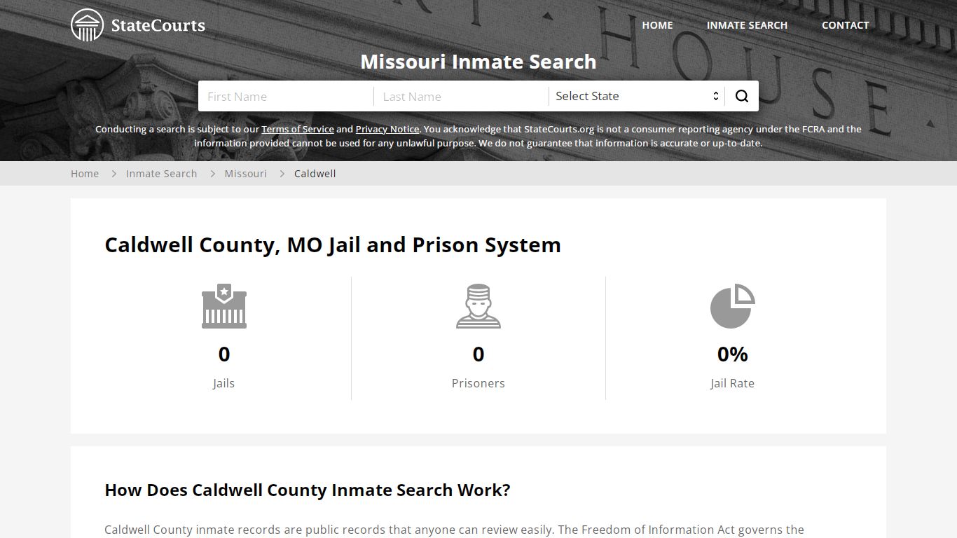 Caldwell County, MO Inmate Search - StateCourts